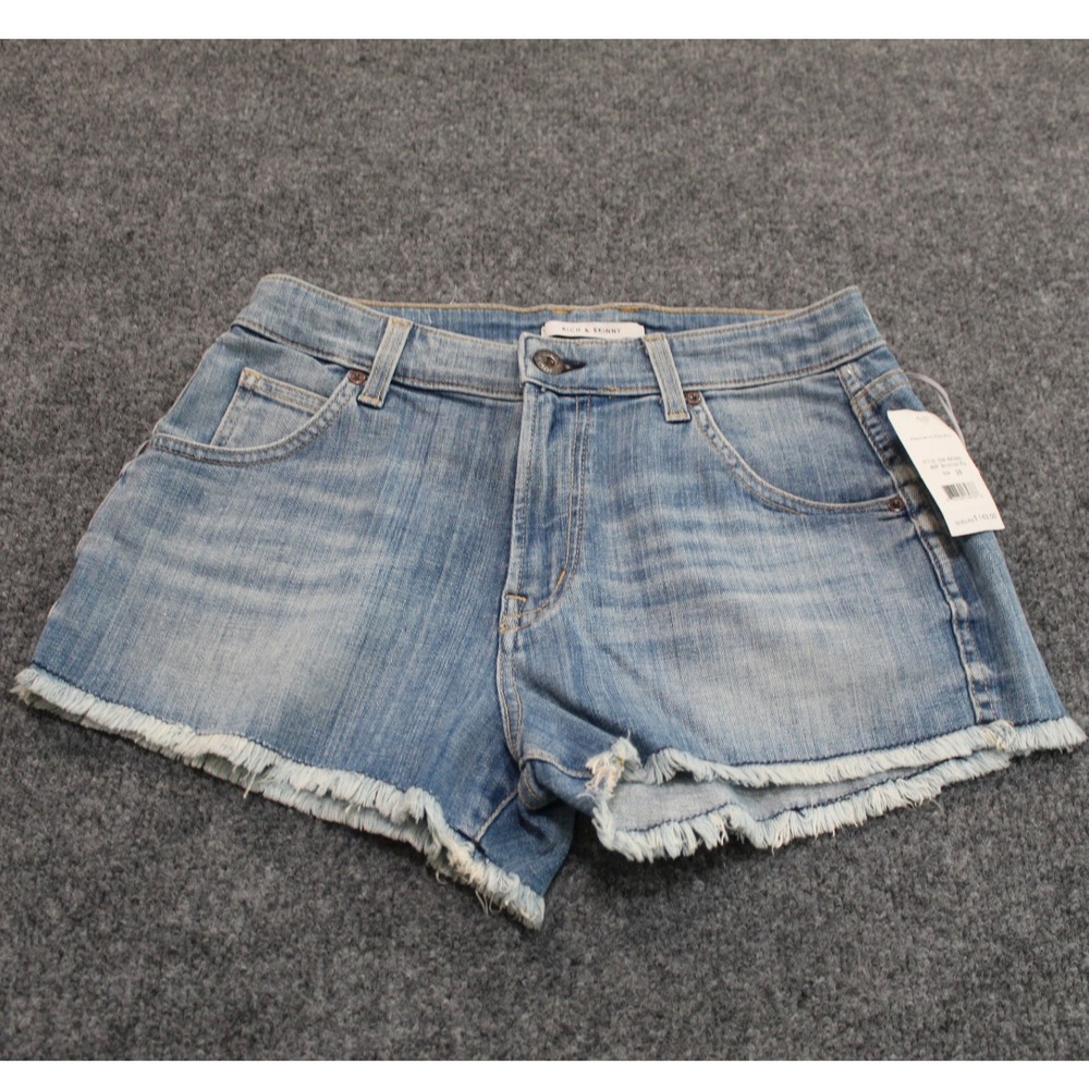 Rich & Skinny Peaches‎ American Pie Hi Rise Frayed Hem Denim Jean Shorts 28 NWT